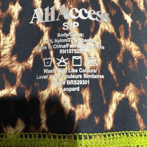 ALL ACCESS Womens High Waist Leggings Size S Leopard Light Neon Stitching Pocket - Picture 2 of 8